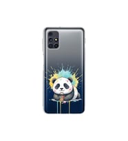 Samsung Galaxy M31s ile Uyumlu Splash Panda Tasarımlı Şeffaf Silikon Kılıf