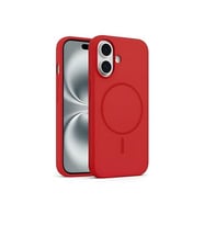 Coverzone ?phone Air ile Uyumlu Kadife ?� Y�zeyli Premium Silikon K?l?f MagSafe ile Uyumlu Kablosuz ?arj Destekli Darbe Emici Yumu?ak Dokulu Koruma Tasar?ml? Telefon K?l?f? K?rm?z?