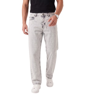 DeepSEA Erkek Taş Açık Yıkama Taşlamalı Baggy Fit Likralı Bol Paça Jean Kot Pantolon 2600057