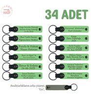 Okul Aile Birliğinden Kutlama Hediyesi, 34'lü, Kişiselleştirilebilir Anahtarlık, Fıstık Yeşil & Gri (Fıstık Yeşili)