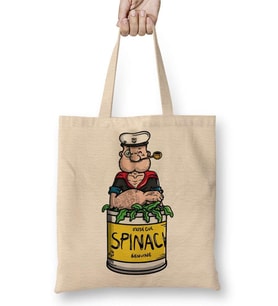 Popeye Spinach Temel Reis Bez Çanta Uzun Saplı