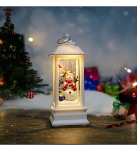 Küçük Kardan Adam / Beyaz Noel Kare Rüzgar Işığı Elektronik Şamdan Lamba