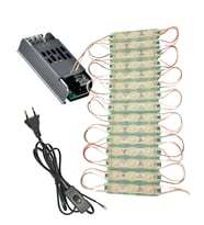 20 Adet 12 Volt 1.5 Watt 3 Lensli Yeşil 2835 SMD Led Modül IP65 Modül 5A Trafo ve Arapurlu Güç Kablo