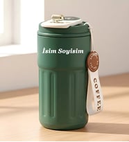 Kişiye Özel Lüx Dijital LED Sıcaklık Ölçerli Termos Siyah, Yeşil, Mavi ve Beyaz Çelik Kilitli Termos Kupa mug (Orman Yeşili)