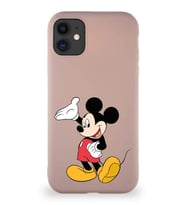 Apple iPhone 11 Soft Premier Kapak Mickey Mouse-C Tasarımlı Silikon Kılıf - Pudra (Şeffaf)