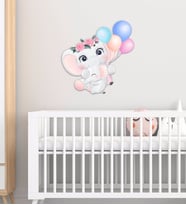 BK Gift Sevimli Fil Tasarımlı Çocuk Odası Ahşap Duvar Süsü-5 (Beyaz)