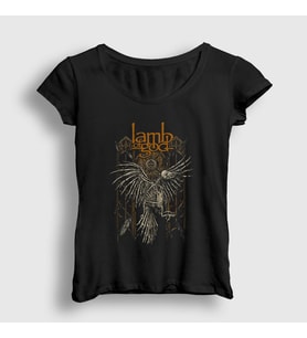 Presmono Kadın Siyah Bird Lamb Of God T-Shirt 93701tt