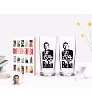 BK Gift Kişiye Özel Renkli Baskılı Godfather Baba Tasarımlı İkili Rakı Bardağı ve Rakı Cep Kitabı Hediye Seti-2 (Model 1)