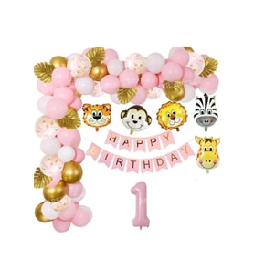 Safari Folyo Kafalı 1 Yaş Doğum Günü Balon Zincir Set