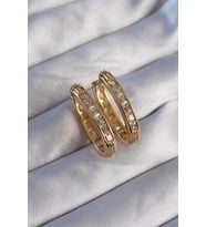 Pirinç Gold Renk Zirkon Taşlı Oval Model Küpe 5886 - HPSBYI5260-2700