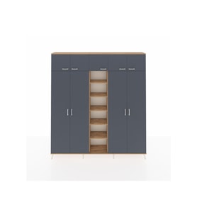Arges Dolap 18 Raflı 9 Kapaklı 220x30x243 Çam-Antrasit/Çam