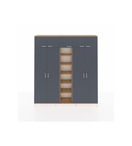 Arges Dolap 18 Raflı 9 Kapaklı 220x30x243 Çam-Antrasit/Çam