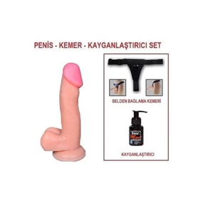 17 cm Belden Bağlamalı Realistik Dildo Penis Set