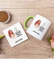 Kişiye Özel Az Önce Aşık Oldum Tasarım Esprili Yeşil Kupa ve Bardak Altlığı