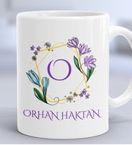 Kişiye Özel Çiçekli O Harfli Hediye Kupa Bardak İsim Soyisim Yazılı (Beyaz)