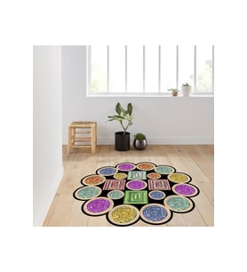 Eliana Home Baskılı, Yıkanabilir Kaymaz Taban Yuvarlak Halı LNA7011 120x120 cm (Mor)