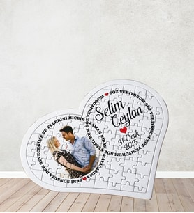 Kişiye Özel Fotoğraflı İsimli Tarihli Puzzle Hediye