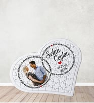 Kişiye Özel Fotoğraflı İsimli Tarihli Puzzle Hediye