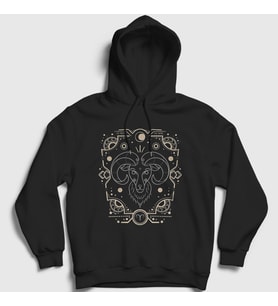 Presmono Unisex Siyah Aries Zodiac Hediye Koç Burcu Kapüşonlu Sweatshirt 526357tt