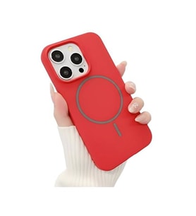 Coverzone ?phone 14 Pro Max ile Uyumlu Kadife ?� Y�zeyli Premium Silikon K?l?f MagSafe ile Uyumlu Kablosuz ?arj Destekli Darbe Emici Yumu?ak Dokulu Koruma Tasar?ml? Telefon K?l?f? K?rm?z?