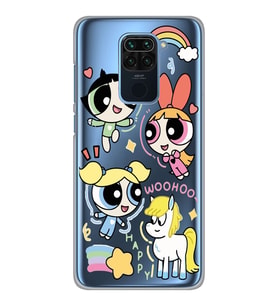 Xiaomi Redmi Note 9 Uyumlu Powerpuff Girls Desenli Şeffaf Telefon Kılıfı