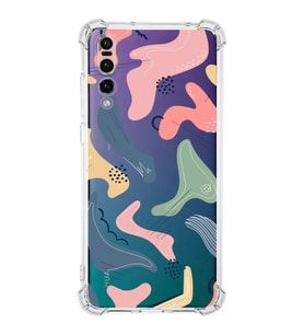 Huawei P20 Pro Uyumlu Köşe Korumalı Antişok Kapak Abstract Tasarımlı Şeffaf Silikon Kılıf