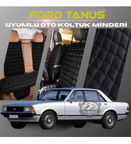 Ford Tanus Siyah Renk Tay Tüyü Cepli & Terletmez Sırtlı Oto Koltuk Minder Seti - Koltuk Koruma Kılıfı (ÖN & ARKA TAM SET)