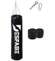 Desfabe Boxing Star 70x25 Cm Zincirli Boks Kum Torbası Siyah+Askı Aparatı+El Sargı Bandajı