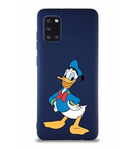 Samsung Galaxy A31 Soft Premier Kapak Donald Duck-C Tasarımlı Silikon Kılıf - Lacivert (Şeffaf)