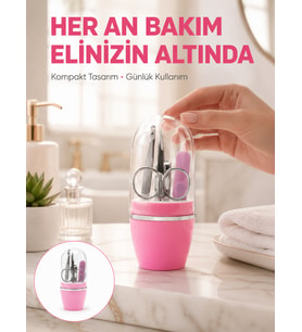 Tırnak Bakım Manikür Pedikür Seti 4 Parça Pembe Pratik Günlük Kullanım Yeni Nesil