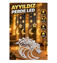 126 LED Yıldız ve Ay Figürlü Prizli Perde Işık – İç Mekan Dekorasyonu