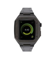 Uray store Apple Watch 44mm Metal Petek Kasalı Kordon - Siyah