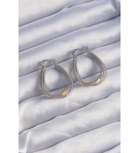Pirinç Gold Gümüş Renkli Oval Çoklu Görünümlü Küpe - TJ-BKP9223