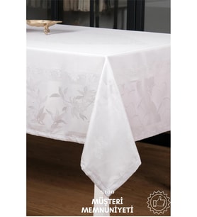 Çınar Lüx Jakar Bambu Kumaş Gri Masa Örtüsü 160x220 Cm - 1241 (Standart)
