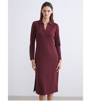 LCWAIKIKI Classic Bordo Büyük Beden Polo Yaka Bodycon Elbise