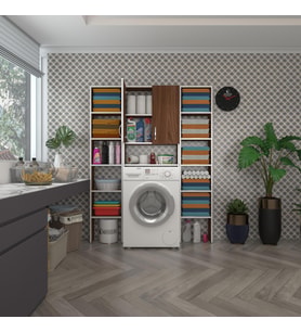 Kenzlife çamaşır makinesi dolabı veronikamaksduble cvz 180*126*20 banyo arkalıksız raflı (Karışık)