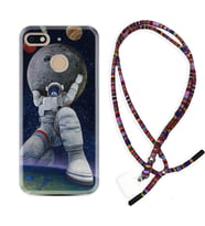 General Mobile GM8 Go GM9 GM20 Pro Plus Kılıf Boyun Asklı Rasta Silikon Astronot ve Dünya 1759