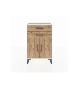 Arges Komodin Tek Raflı 2 Çekmeceli 2 Kapaklı 60x30x96 Aytaşı-Çam