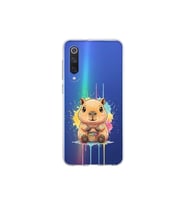 Xiaomi Mi 9 SE ile Uyumlu Splash Kapibara Tasarımlı Şeffaf Silikon Kılıf