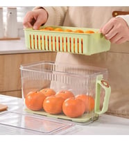 Buzdolabı Saklama Kabı - Süzgeçli Organizer - Vakum Mühürlü Kapak