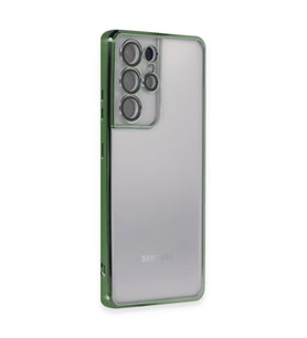 Samsung Galaxy S21 Ultra Kılıf Razer Lensli Silikon - Yeşil