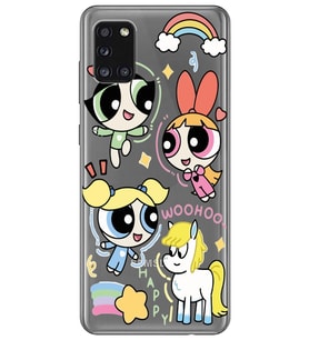 Samsung Galaxy A31 Uyumlu Powerpuff Girls Desenli Şeffaf Telefon Kılıfı