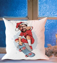 Yılbaşı Hediyesi BK Gift Kişiye Özel Erkek Noel Baba Karikatürlü Beyaz Yastık-1