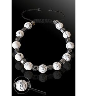 Sertifikalı Silver Hematitli 8 Mm Doğal Havlit Taşı Bileklik - Ayarlamalı (Çok Renkli)