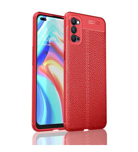 Oppo Reno 4 Kılıf Esnek Pu-Deri Leather-Pu Serisi Protected Case (Kırmızı)