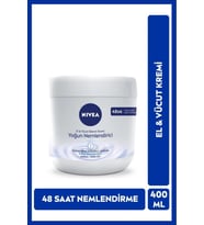 NIVEA Yoğun Nemlendirici El Ve Vücut Bakım Kremi 400ml, 48 Saat Yoğun Nemlendirici, Kuru Cilt Tipleri