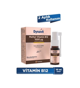 Dynavit Vitamin B12 1000mcg 10mL Dilaltı Sprey Aile Boyu B12 Vitamini Methylcobalamin Hafıza & Enerji