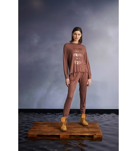 Monamise Kadın Çiçek Baskılı "Dream It Wish It!" Pijama Takımı