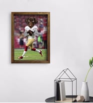 Evcil Dostlara Özel Amerikan Futbol Oyuncusu Tasarımlı Portre Doğal Masif Ahşap Çerçeveli Tablo 45x65cm-1