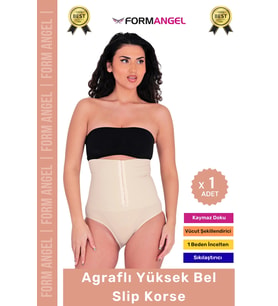 #Korse Vücut Şekillendiren Toparlayıcı Kaymaz Agraflı Yüksek Bel Slip Kadın Külot Korse - 1 Adet